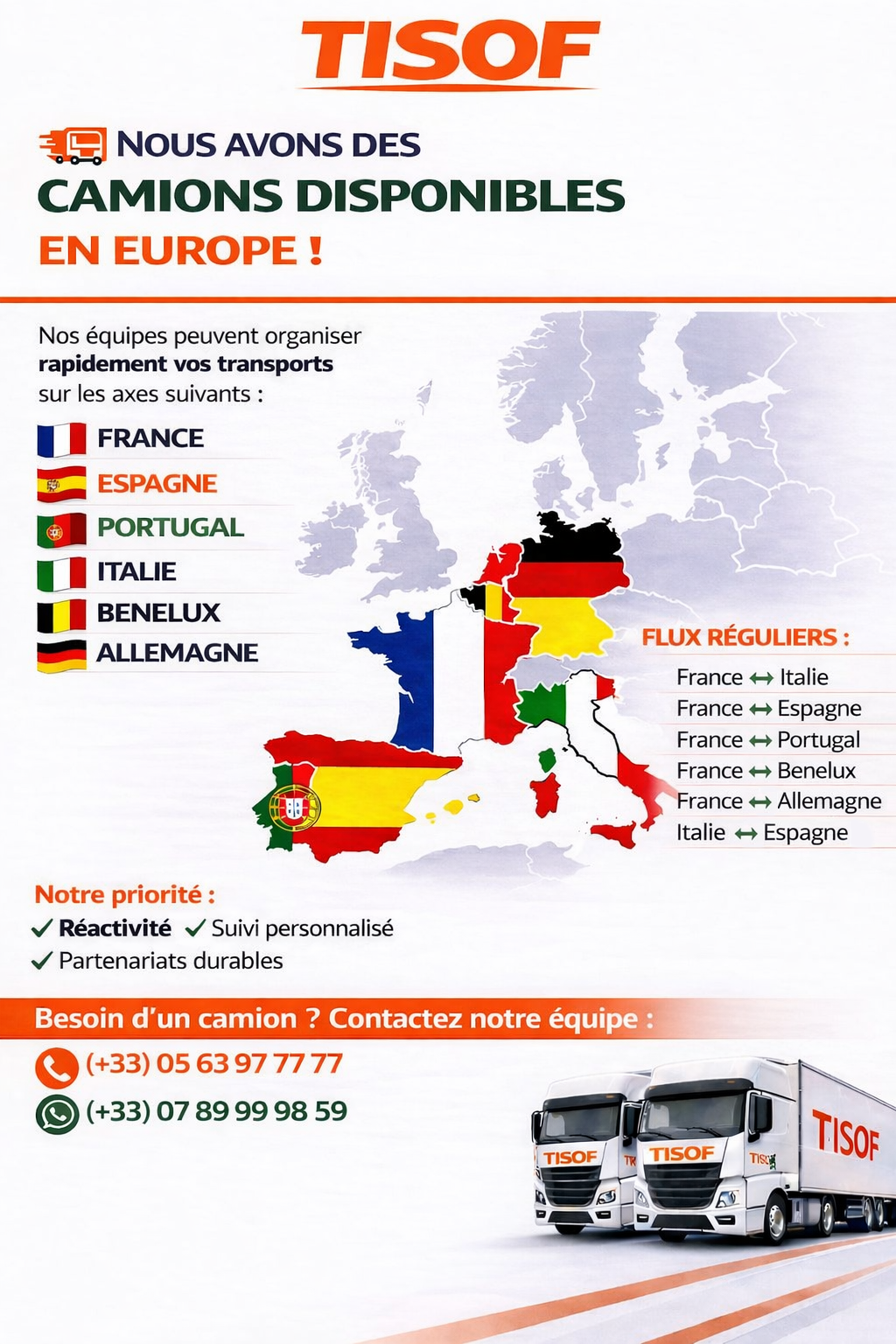 Carte des destinations TISOF en Europe